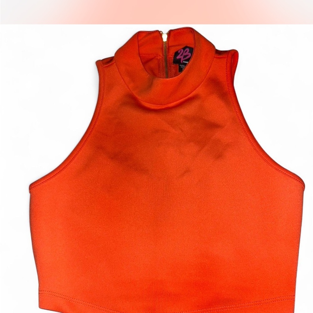 2B Bebe Bright Orange High-Neck Tank Top